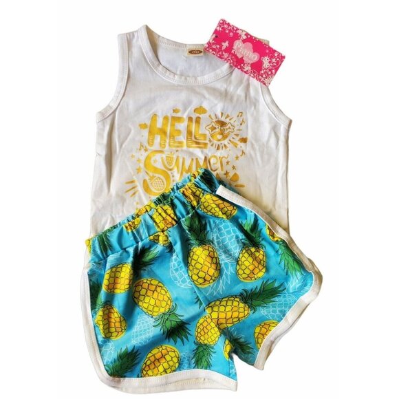 Hello Summer Baby Girl 2pcs Pineapple Print Set 12 Months - Picture 5 of 5